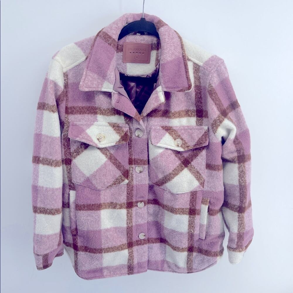 Blank NYC Voyager plaid button up blanket coat sz M